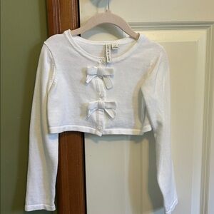 Janie and Jack White Sweater with Bow Accent EUC